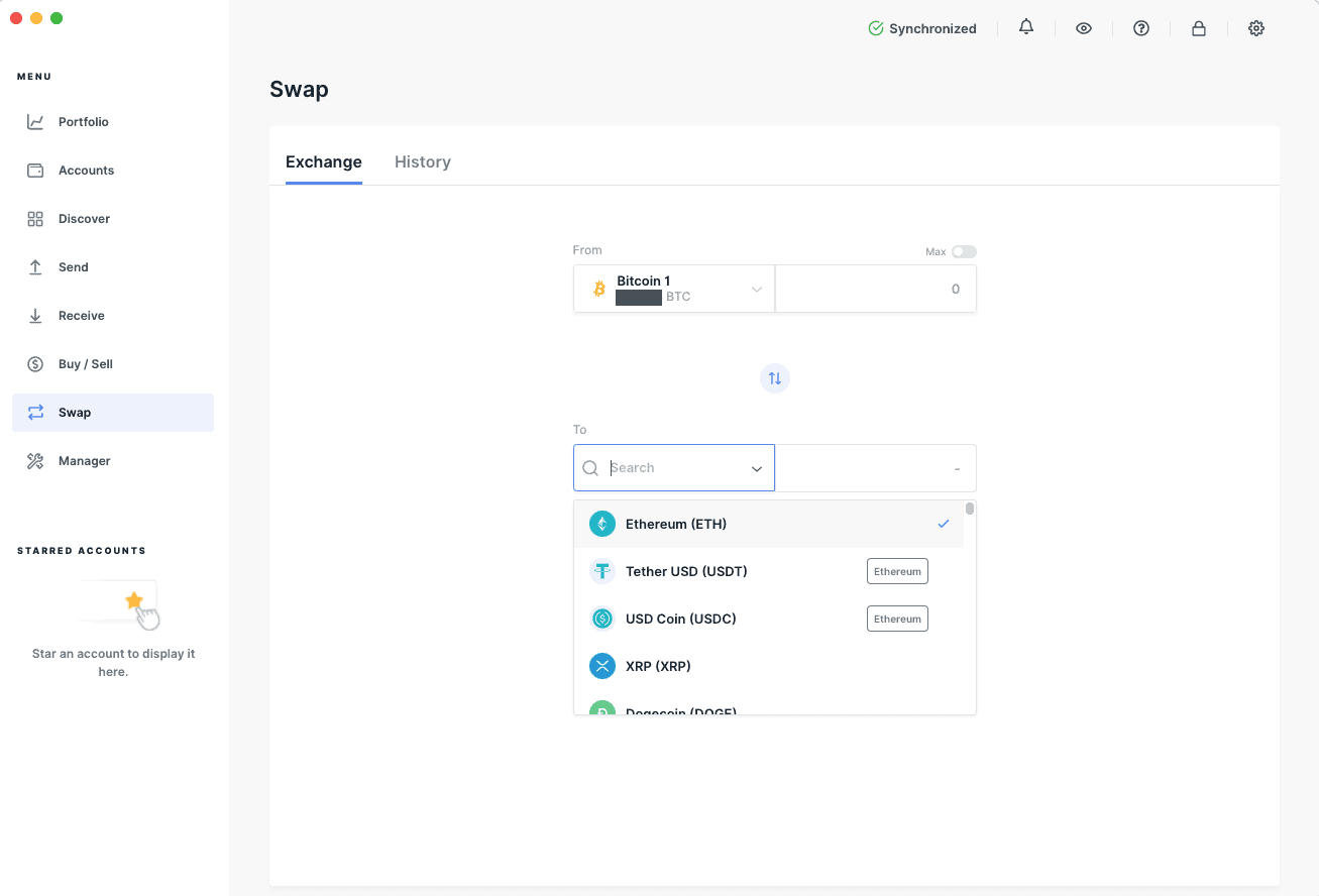 ledger live swap