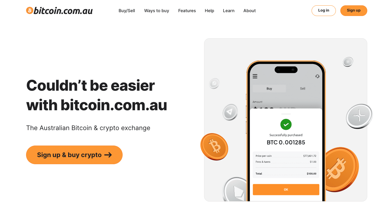 Bitcoin.com.au interface